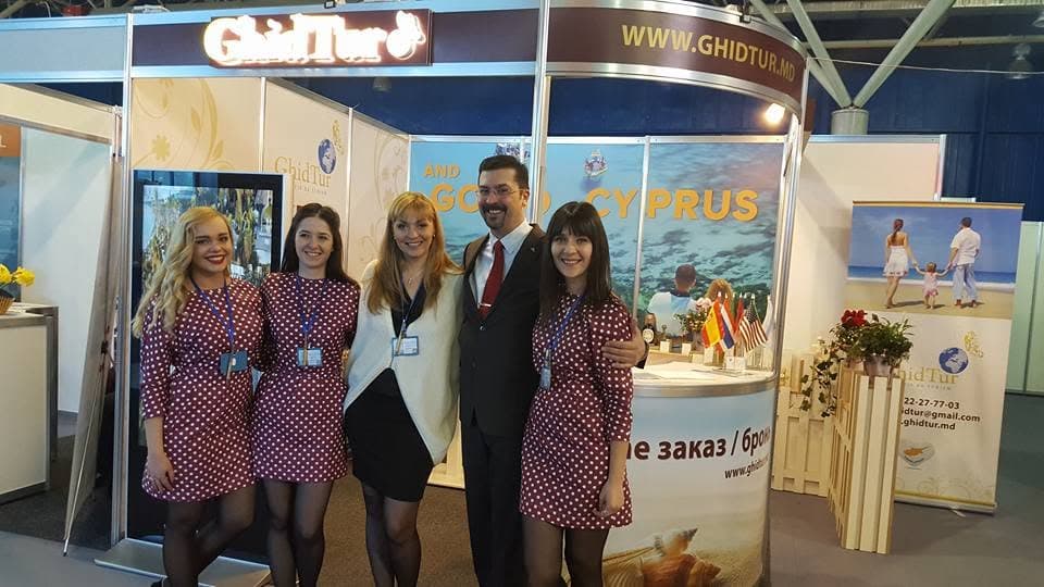 The exhibition stand presenting holidays in Cyprus.