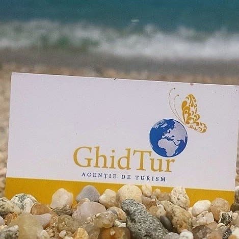 The earlier logo: gold lettering, a globe and a butterfly.