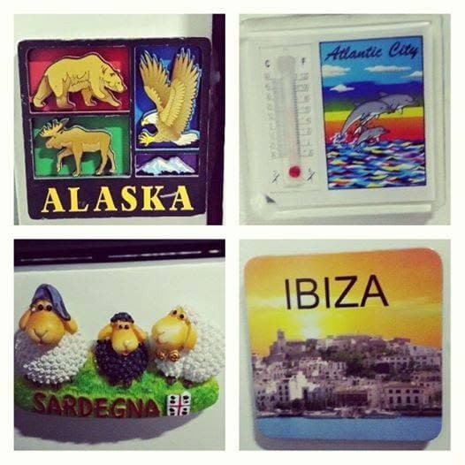 Magnets featuring Alaska, Atlantic City, Sardinia and Ibiza.